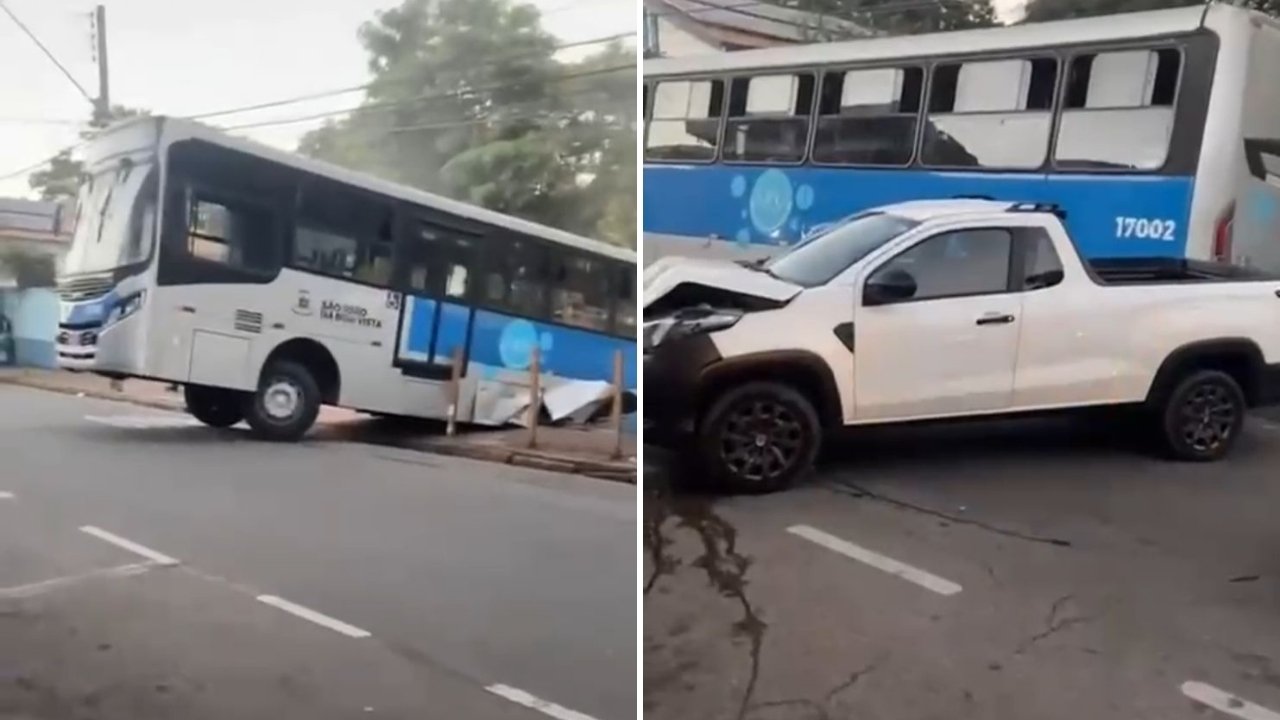 Vídeo: Circular desgovernado atinge carro, comércios e invade muro de sindicato em São João da Boa Vista